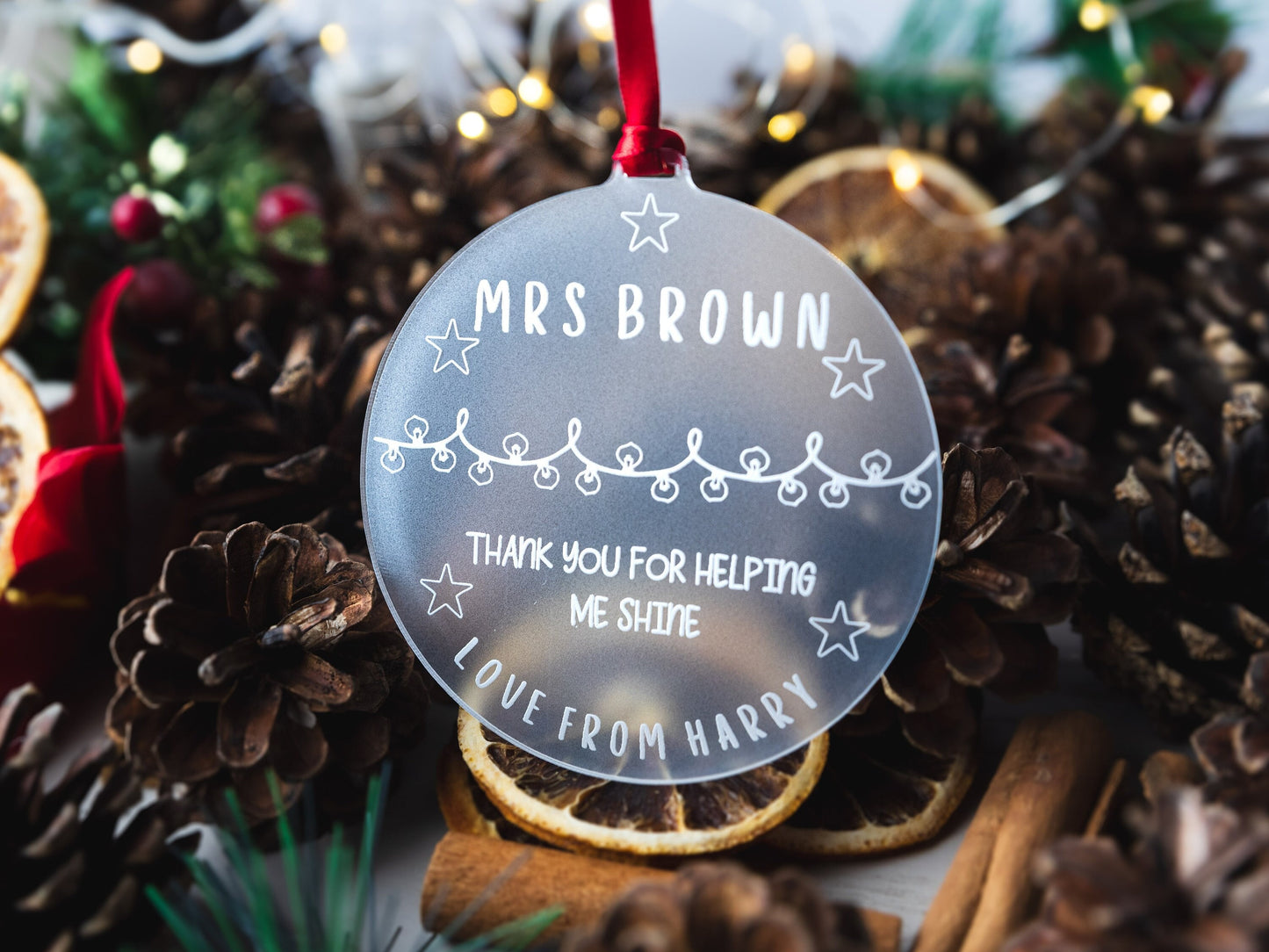 Teacher Christmas Gift, Personalised Teacher Present, Teacher Bauble, Thank You Teacher, Personalised Teacher Christmas Present