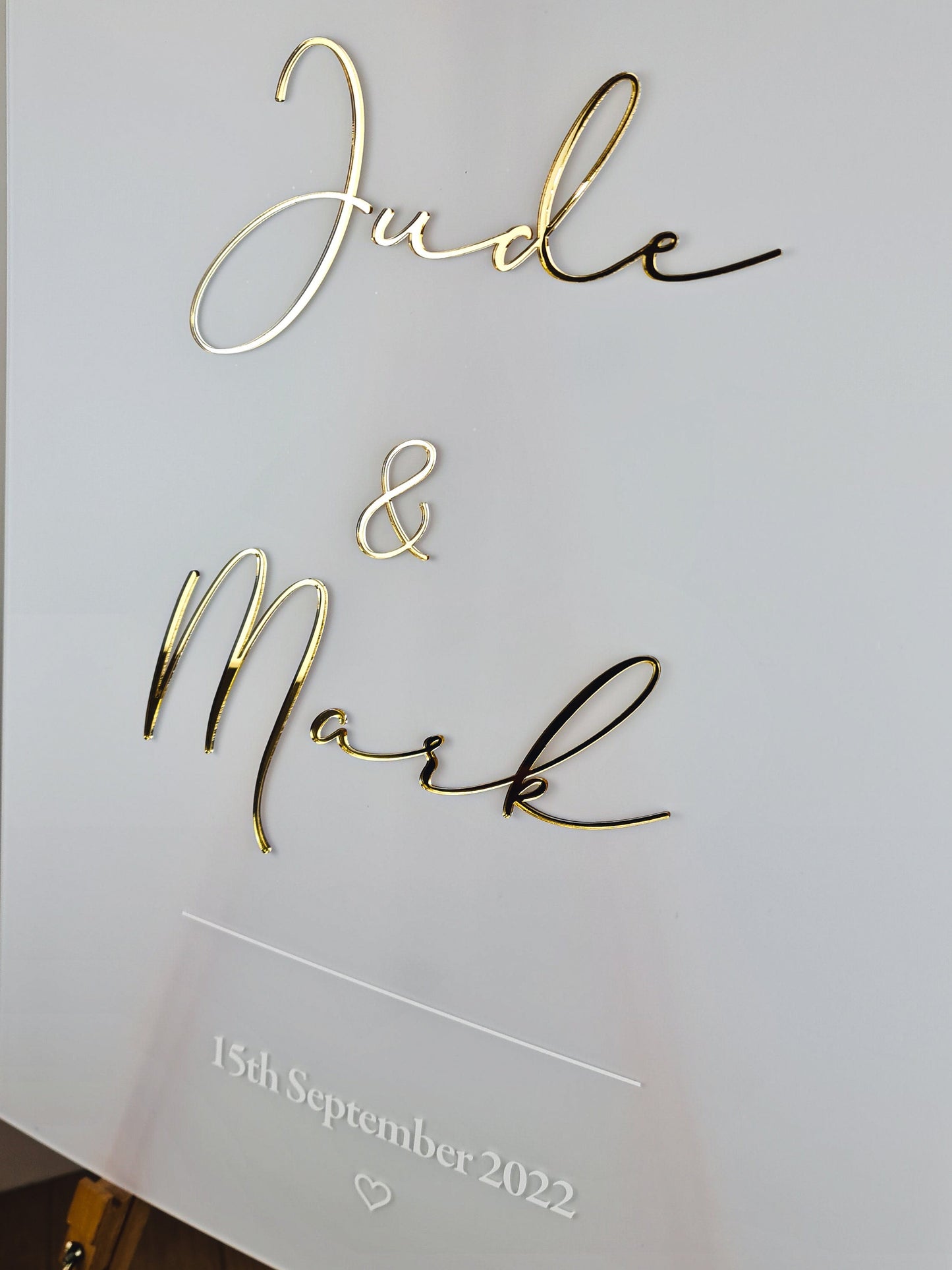 Wedding Welcome Sign Acrylic, Welcome To Our Wedding Sign, Modern Gold Acrylic, Personalised Wedding Decoration, Entrance Sign, A1 A2 XL