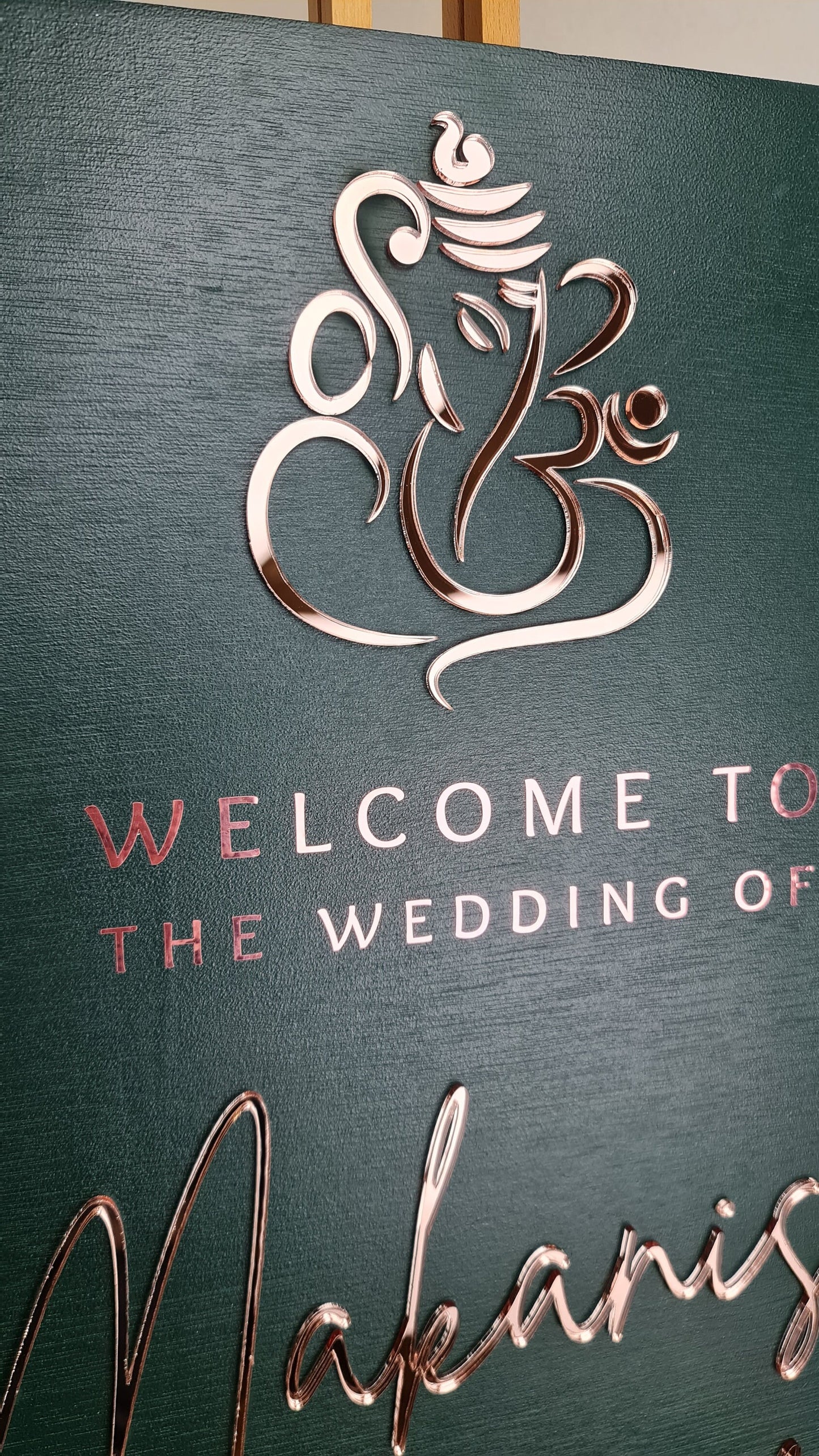 Wedding Welcome Sign Acrylic, Hindu Wedding, Ganesha, Welcome To Our Wedding, Modern Gold Acrylic, Personalised Wedding Decoration, A1 A2 XL