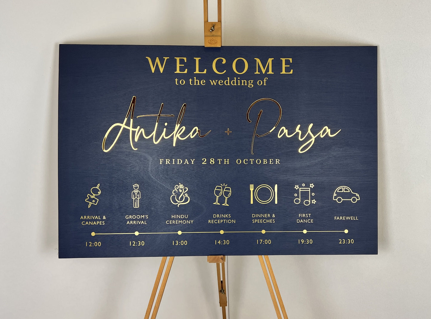 Wedding Welcome Sign Acrylic, Order of the Day Sign, Modern Gold Acrylic, Personalised Wedding Decoration, Wedding Entrance Sign, A1 A2 XL