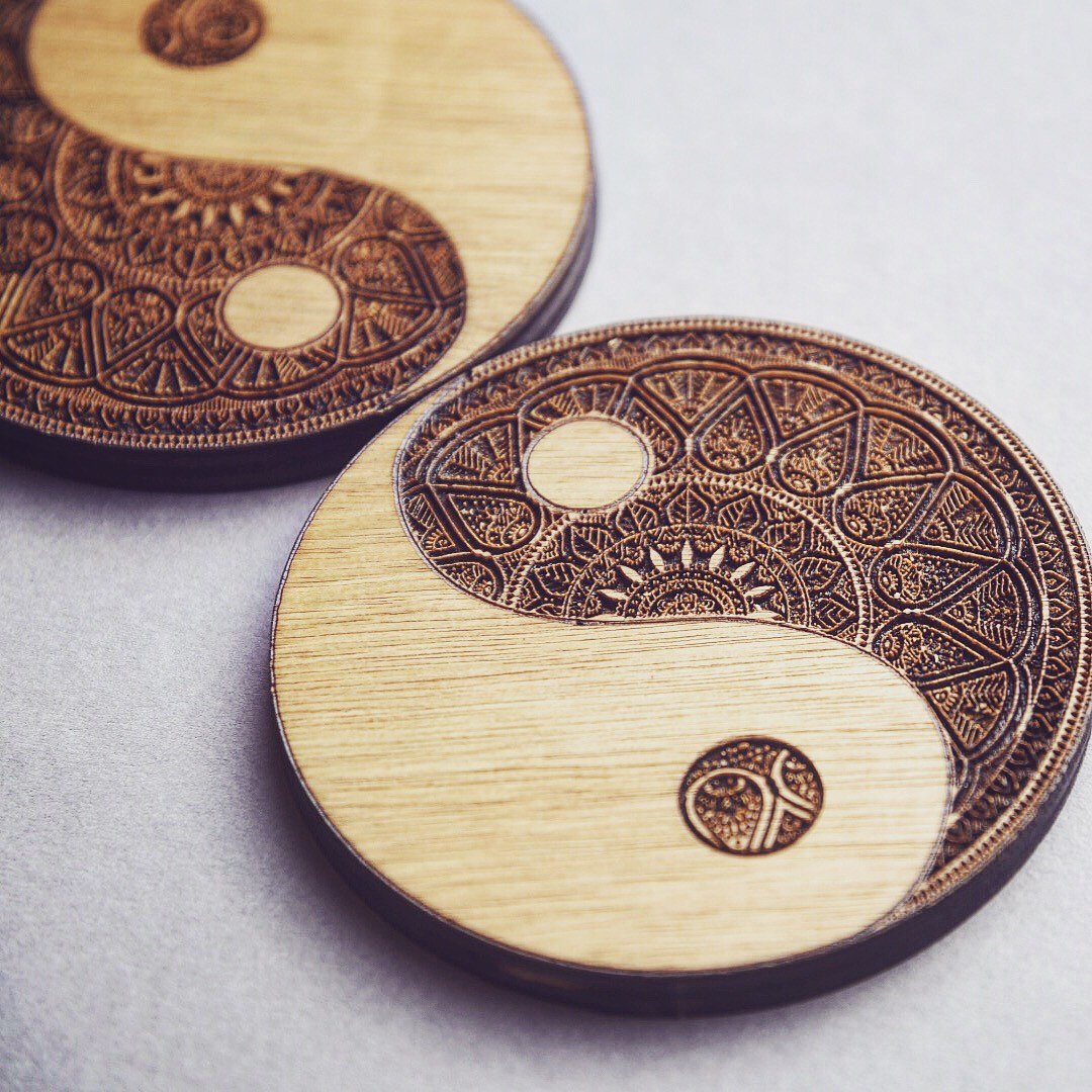 Yin Yang Wooden Coasters Set of 6 - HomeCreationss