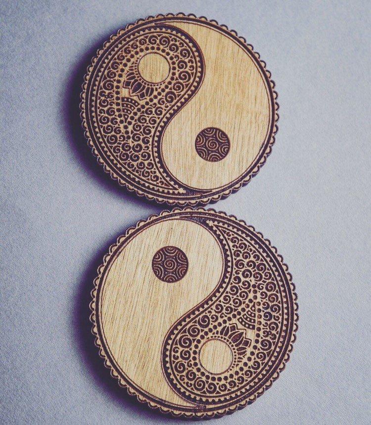 Yin Yang Wooden Coasters Set of 6 - HomeCreationss