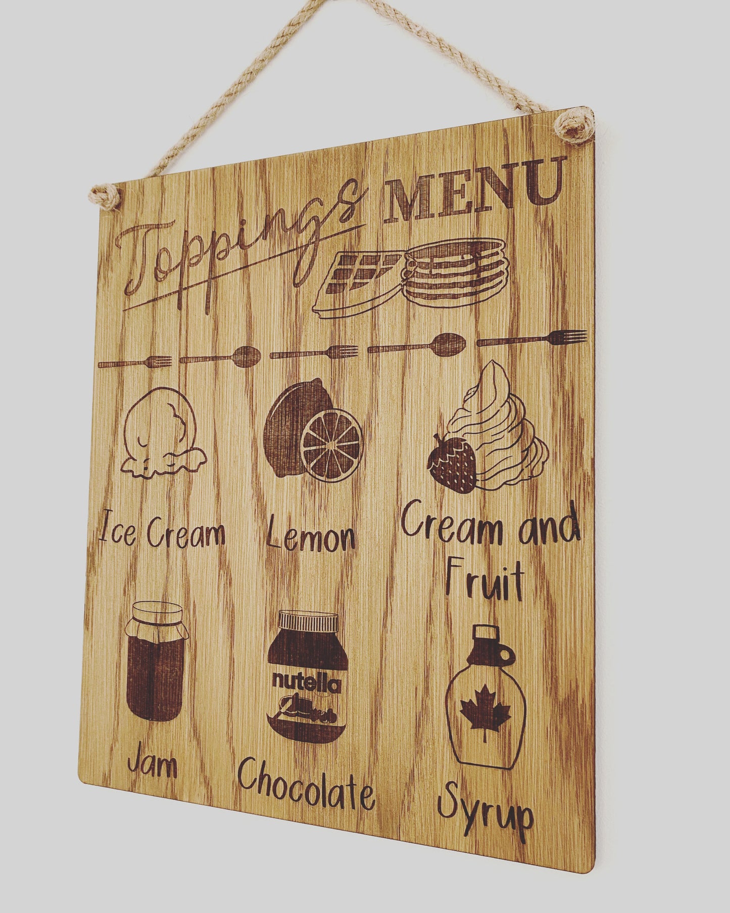 Toppings Menu | Pancake Toppings | Waffle Toppings | Ice Cream Toppings | Kitchen Wall Decor | New Home Gift | Shop Menu |Nutella Lover Gift