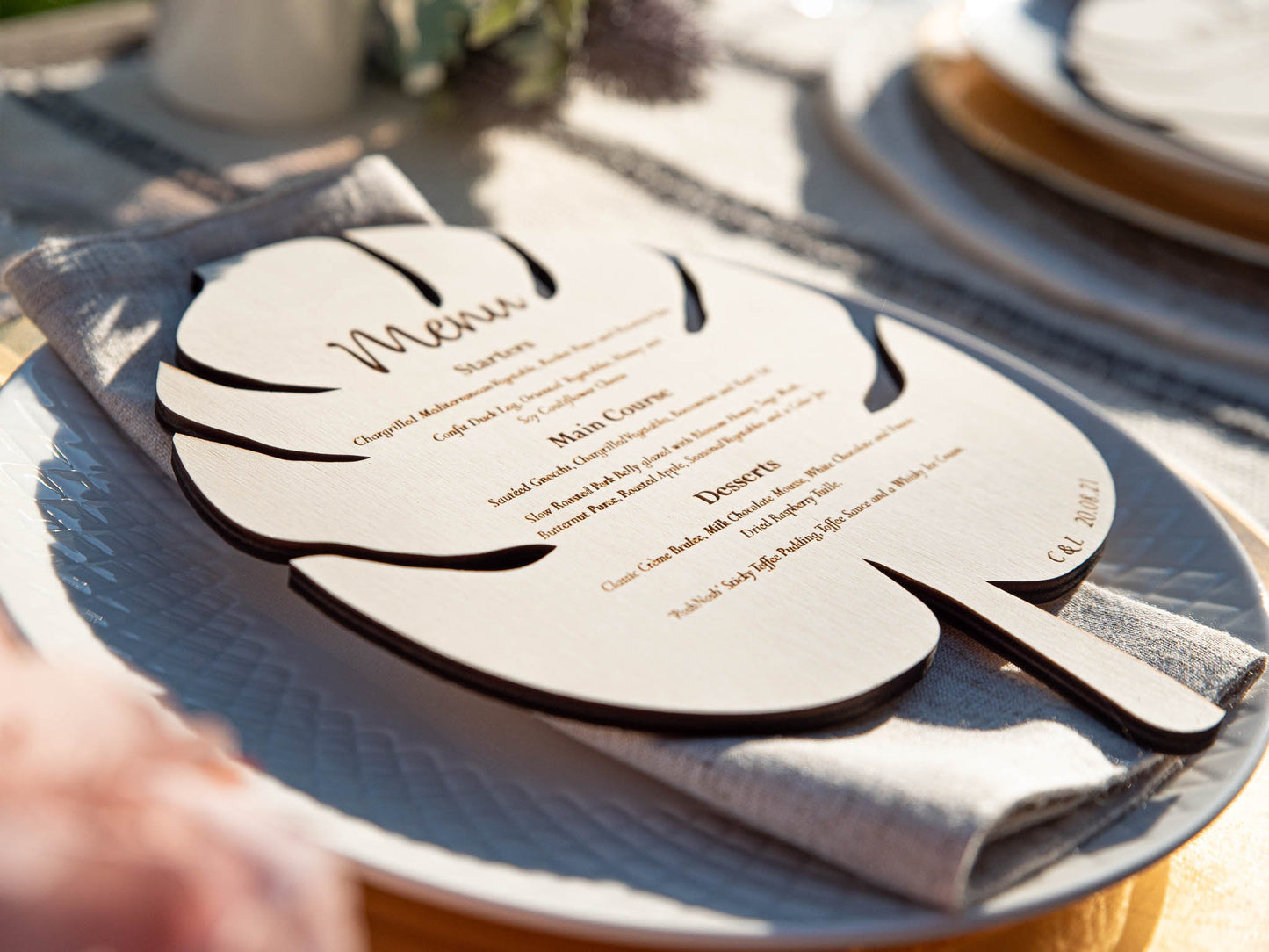 Personalised Monstera Leaf Menu | Boho | Botanical | Leaf Menu Card | Wedding Menu| Personalised Dining | Neutral | Wedding Breakfast
