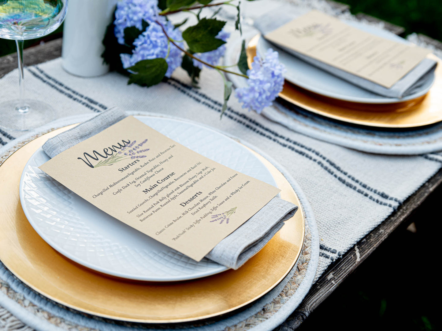 Personalised Paper Wedding Menu | Lavender | Botanical | Dining | Wedding Breakfast | Table Setting | Food | Decoration | Paper Menu