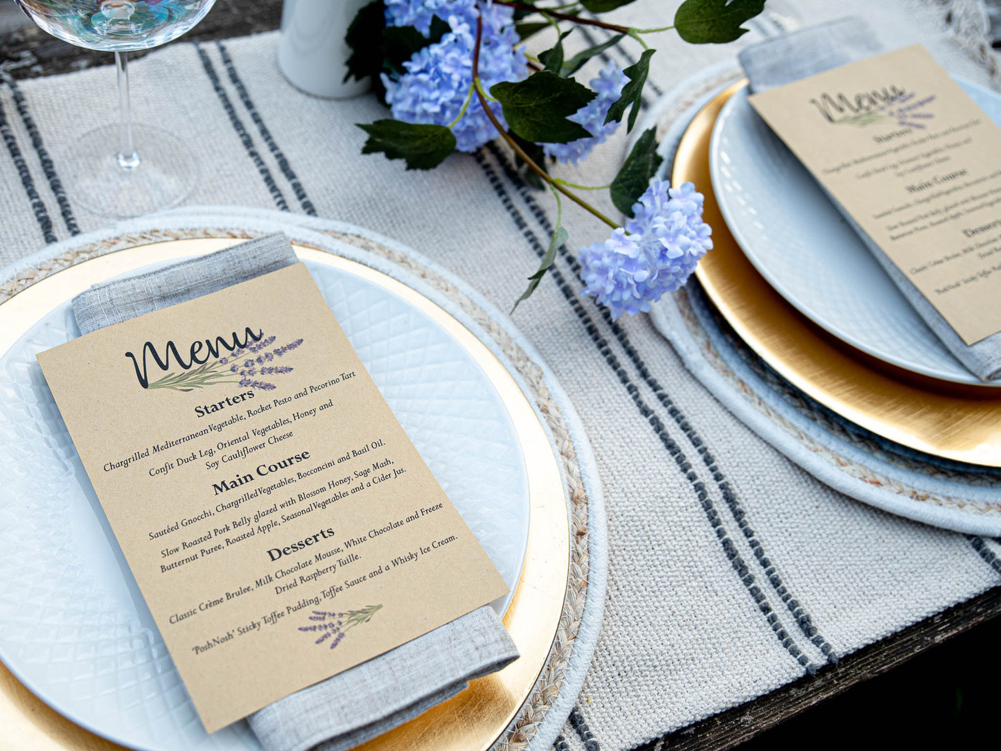Personalised Paper Wedding Menu | Lavender | Botanical | Dining | Wedding Breakfast | Table Setting | Food | Decoration | Paper Menu