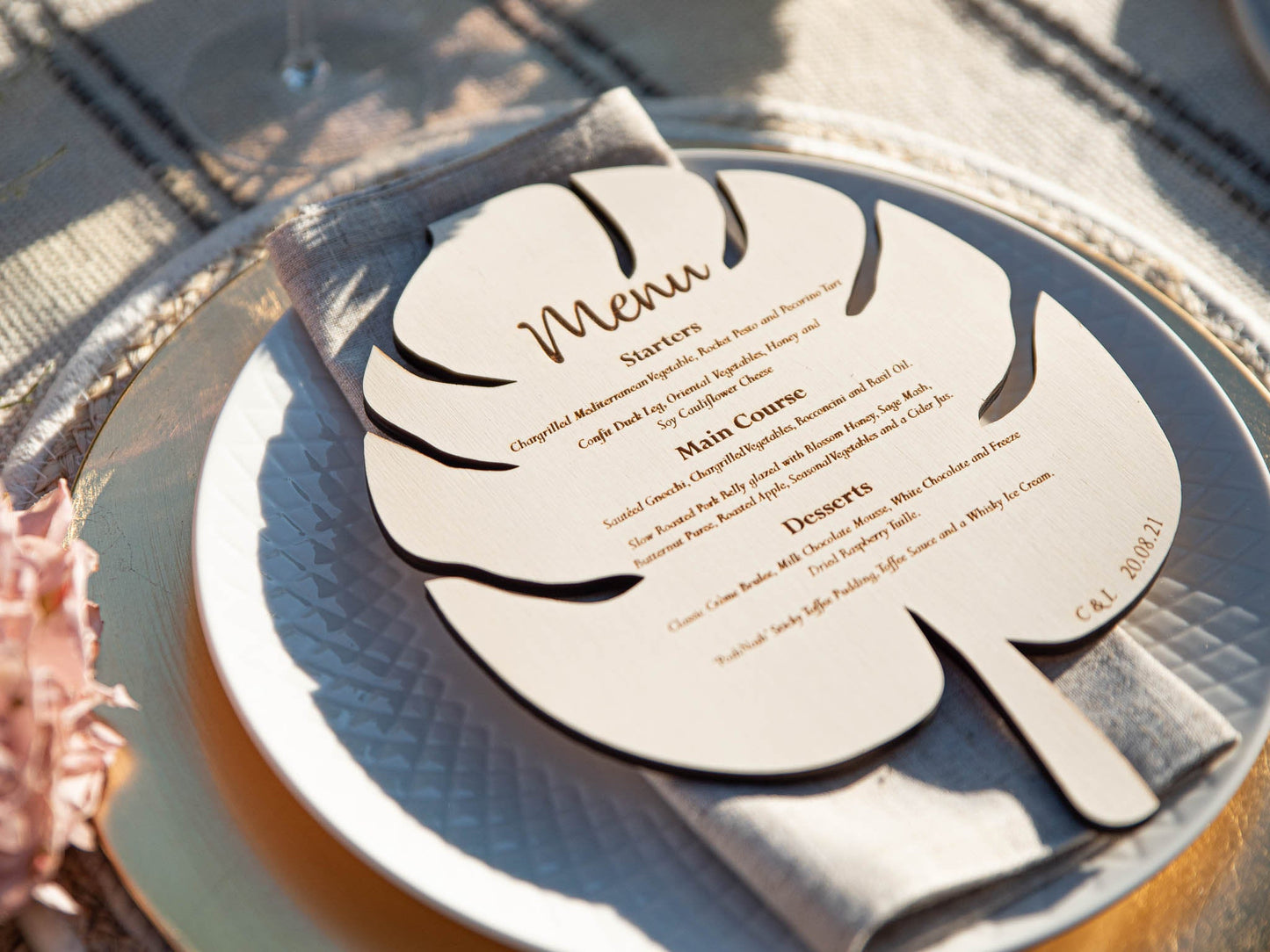Personalised Monstera Leaf Menu | Boho | Botanical | Leaf Menu Card | Wedding Menu| Personalised Dining | Neutral | Wedding Breakfast