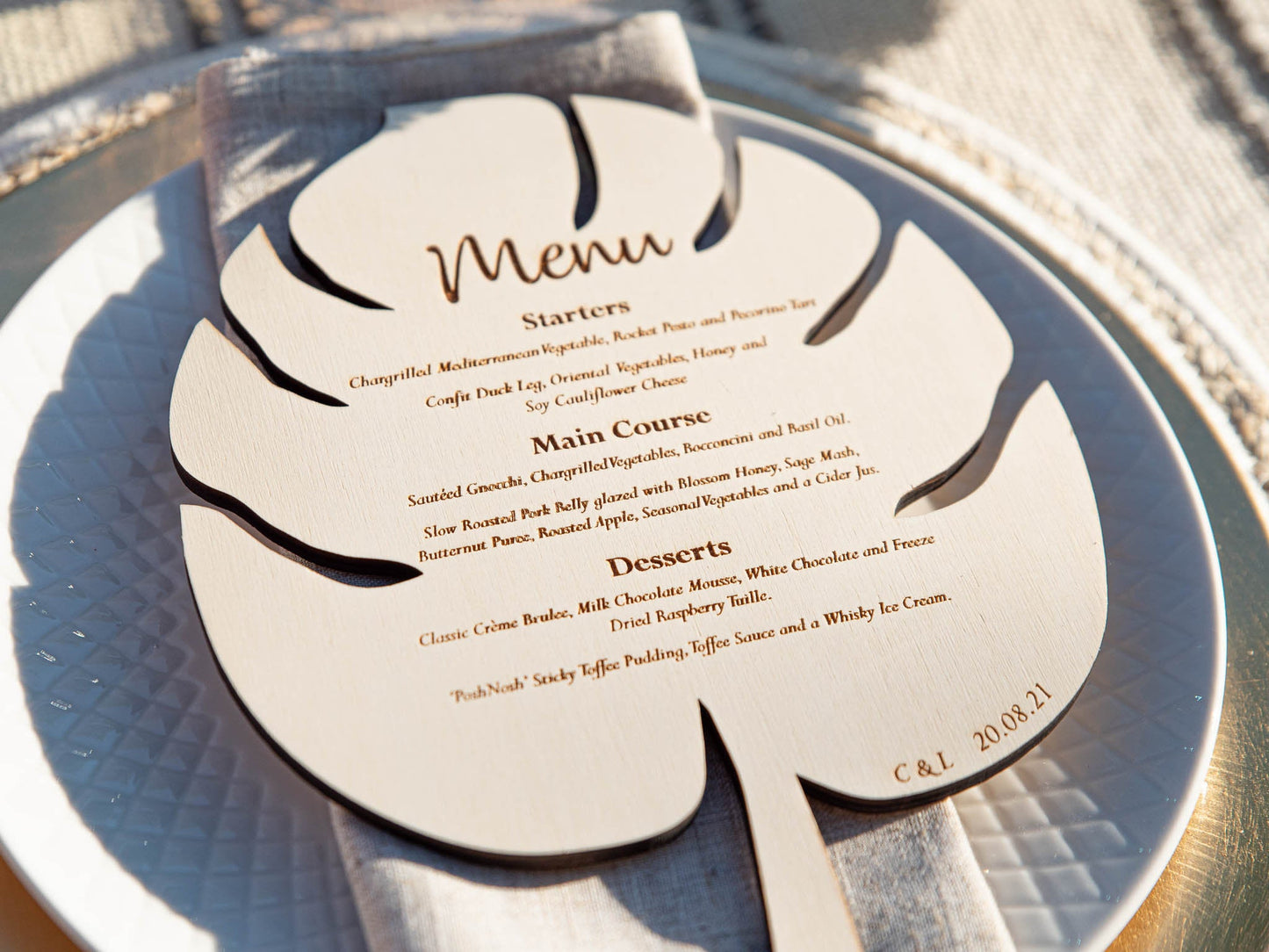 Personalised Monstera Leaf Menu | Boho | Botanical | Leaf Menu Card | Wedding Menu| Personalised Dining | Neutral | Wedding Breakfast