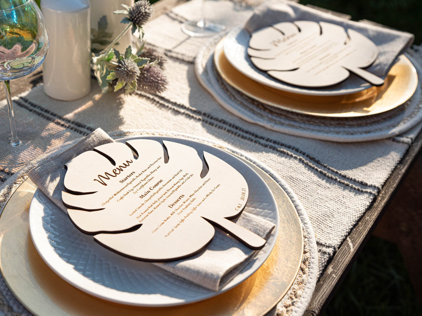 Personalised Monstera Leaf Menu | Boho | Botanical | Leaf Menu Card | Wedding Menu| Personalised Dining | Neutral | Wedding Breakfast