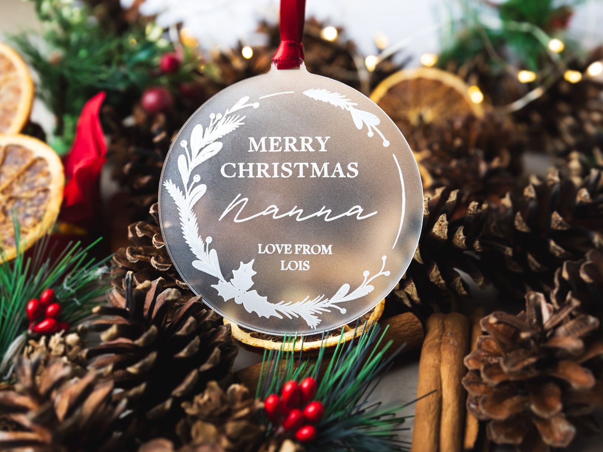 Personalised Christmas Bauble, Christmas Tree Decoration, Grandparent Bauble, Personalised Christmas Gift, Family Name Bauble