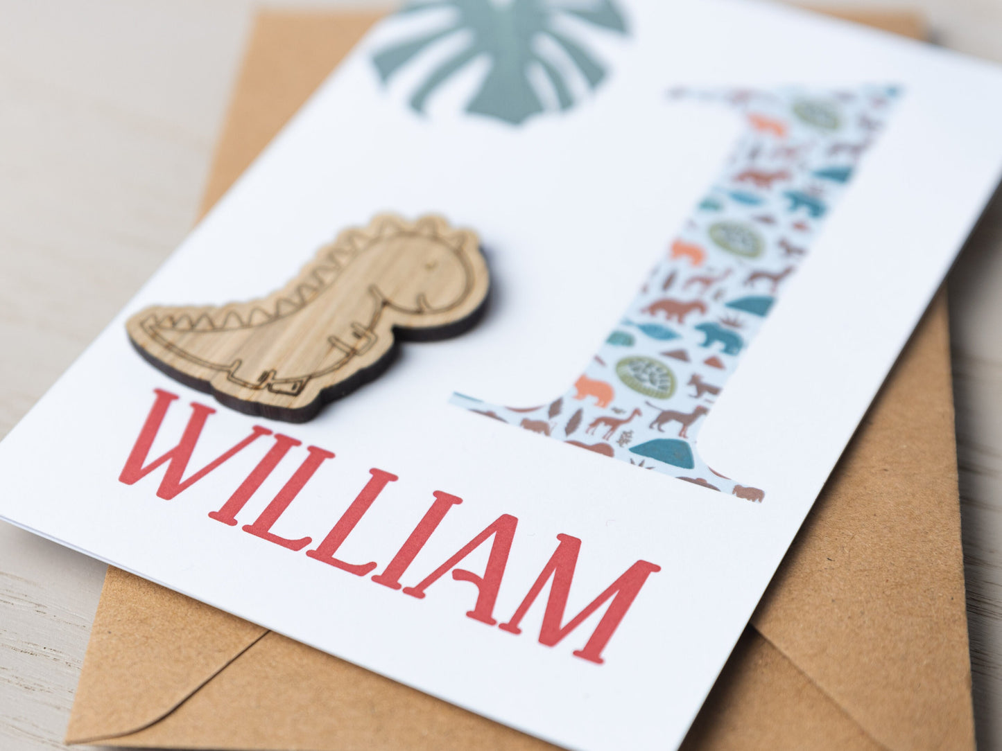 Personalised Boys Dinosaur Birthday Card, First Birthday Card for Brother Son Grandson Nephew Godson, Happy Birthday Card For Kids