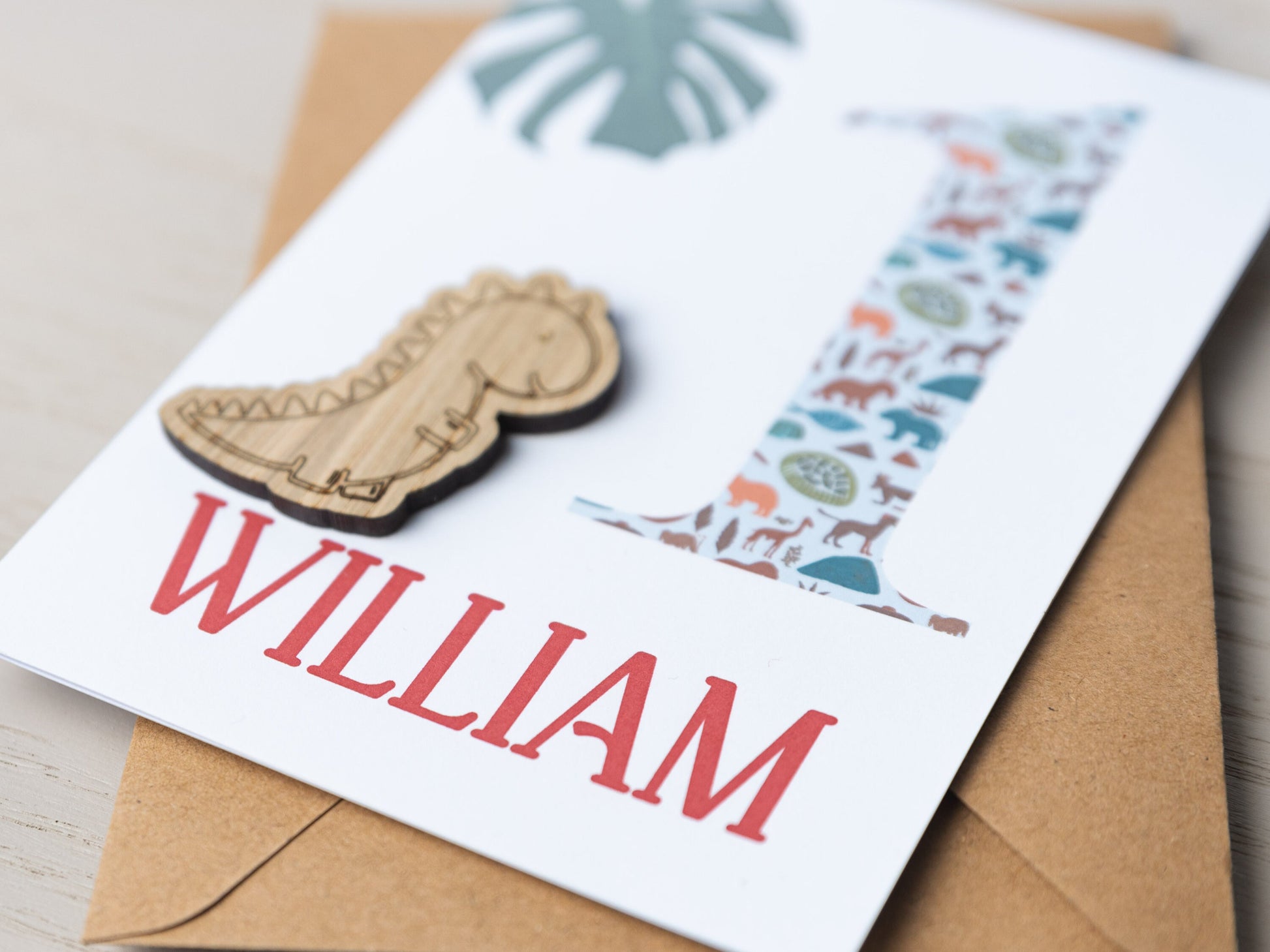 Personalised Boys Dinosaur Birthday Card, First Birthday Card for Brother Son Grandson Nephew Godson, Happy Birthday Card For Kids