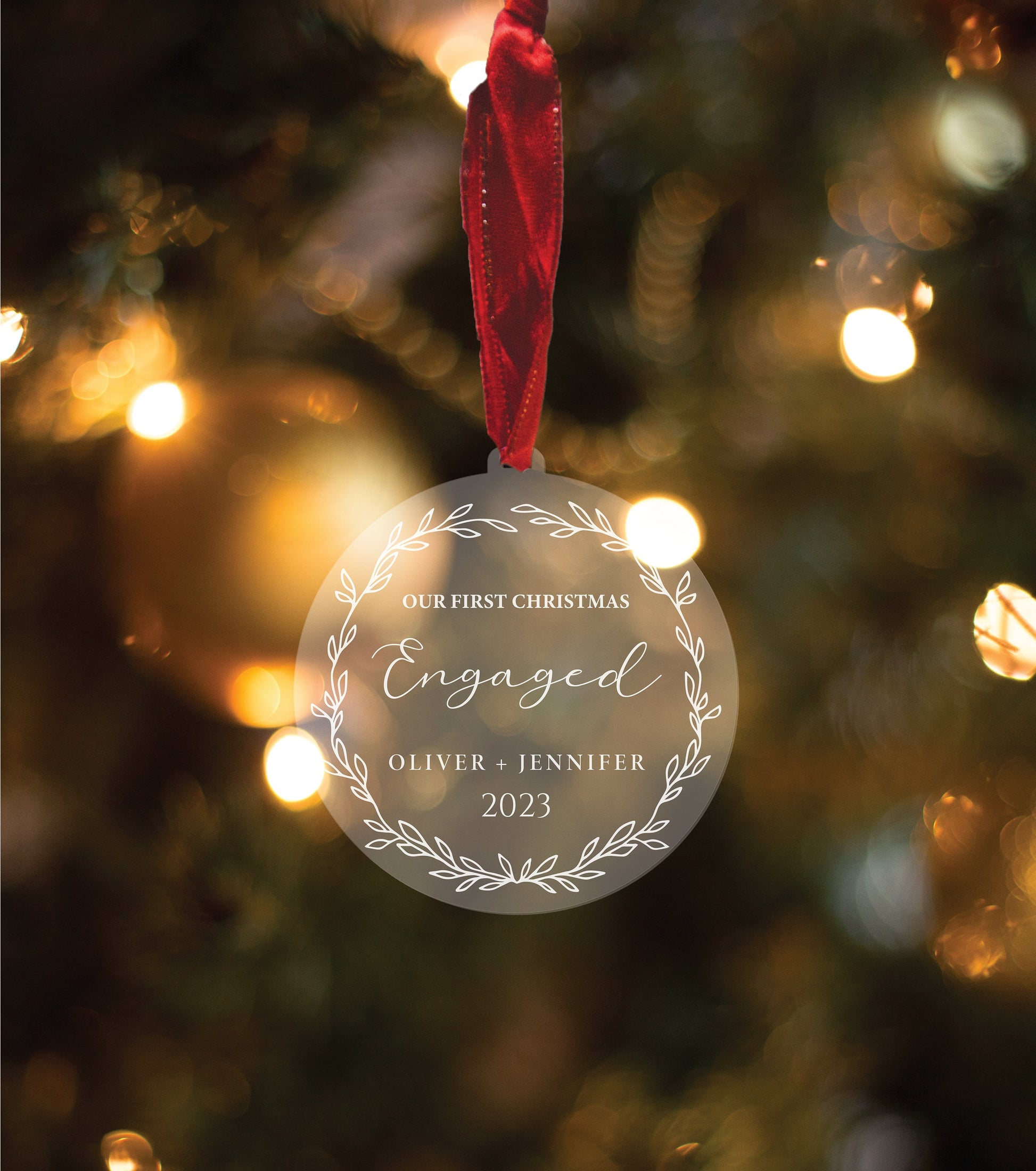 Personalised First Christmas Engaged Decoration Gift, Engaged Ornament Keepsake Couple Christmas Keepsake, 1st Christmas Engaged Bauble 2023