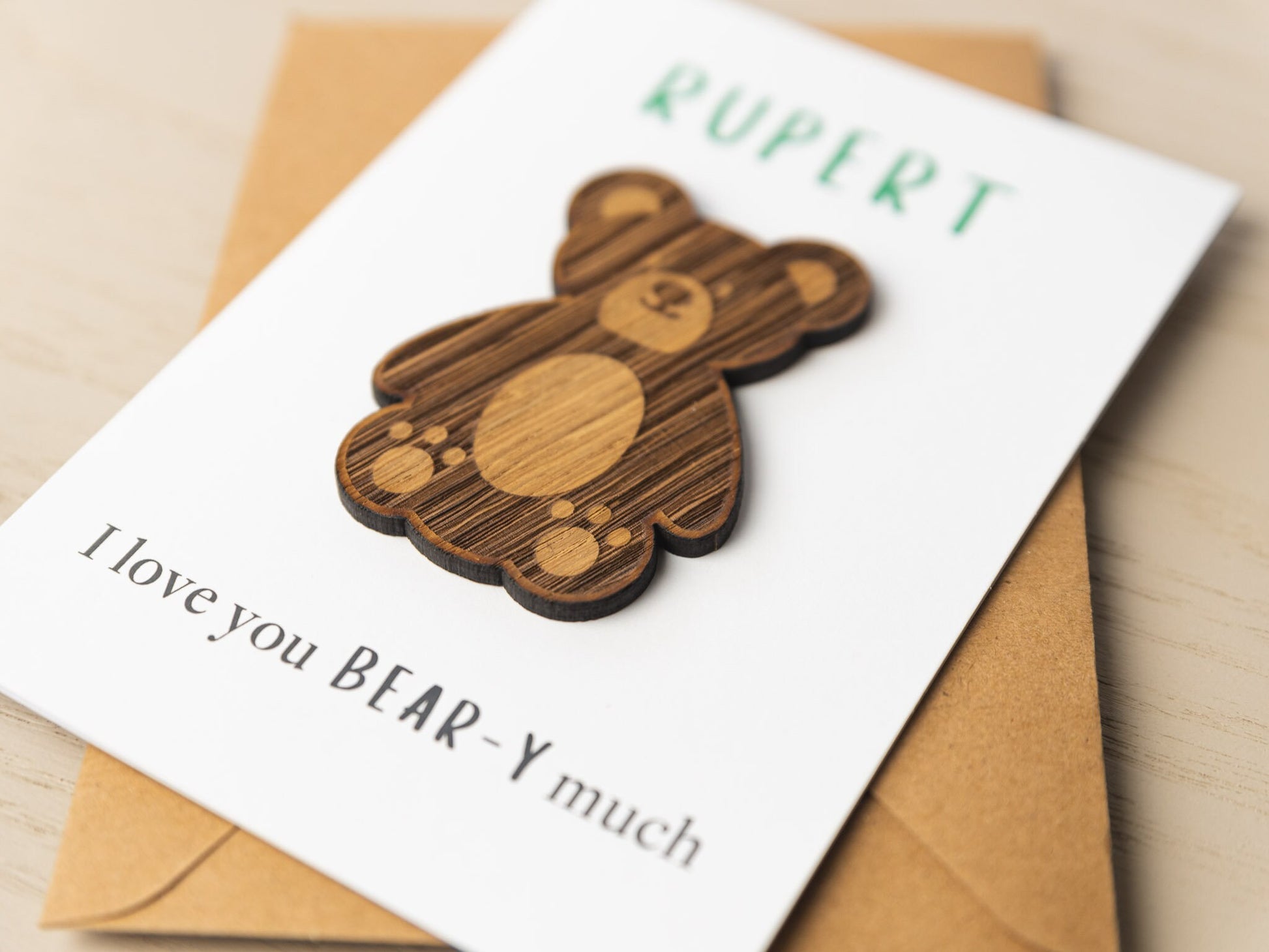 Personalised Bear Birthday Card, Teddy Bear Card for Son Daughter, Cute Bear Greeting Card Grandson Granddaughter