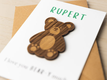 Personalised Bear Birthday Card, Teddy Bear Card for Son Daughter, Cute Bear Greeting Card Grandson Granddaughter