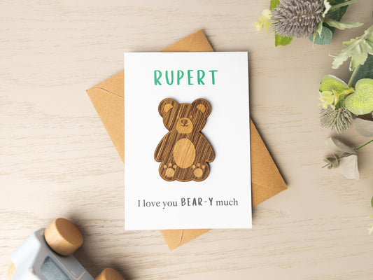 Personalised Bear Birthday Card, Teddy Bear Card for Son Daughter, Cute Bear Greeting Card Grandson Granddaughter