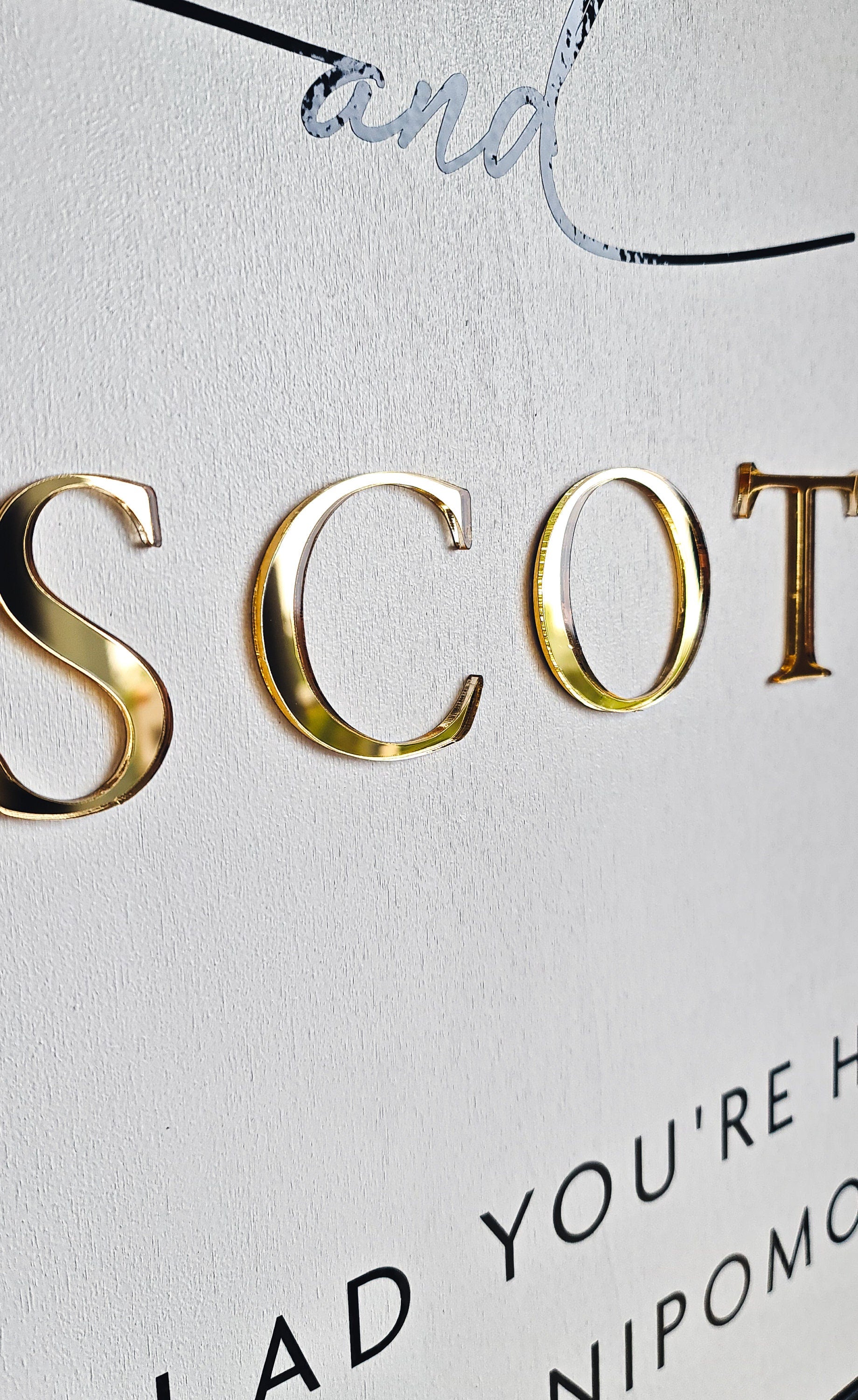 Wedding Welcome Sign Acrylic, Welcome To Our Wedding Sign, Modern Gold Acrylic, Personalised Wedding Decoration, Entrance Sign, A1 A2 XL