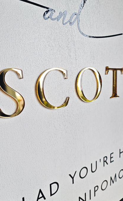 Wedding Welcome Sign Acrylic, Welcome To Our Wedding Sign, Modern Gold Acrylic, Personalised Wedding Decoration, Entrance Sign, A1 A2 XL