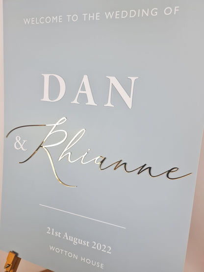 Wedding Welcome Sign Acrylic, Welcome To Our Wedding Sign, Modern Gold Acrylic, Personalised Wedding Decoration, Entrance Sign, A1 A2 XL