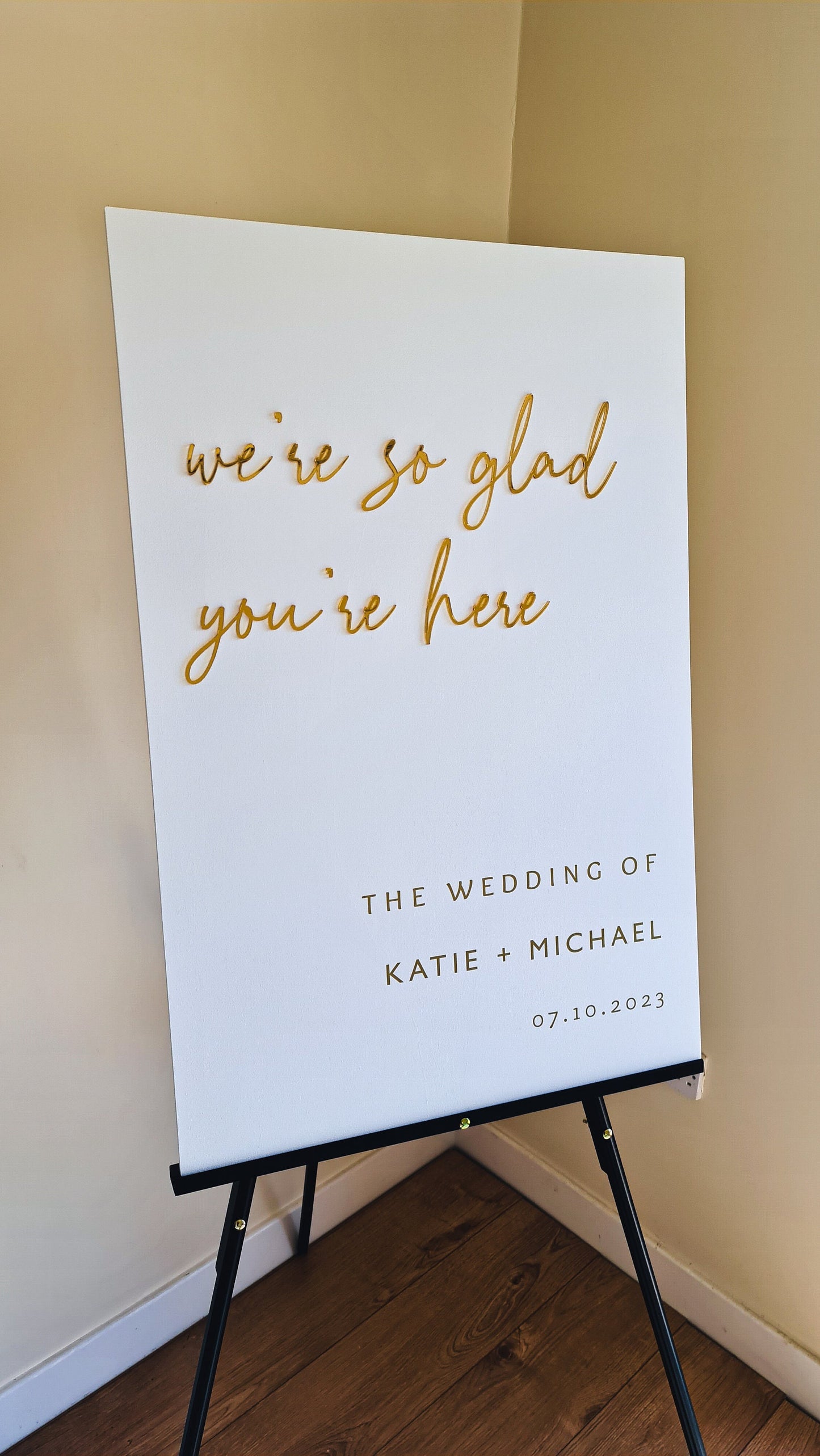 Wedding Welcome Sign Acrylic, Welcome To Our Wedding Sign, Modern Gold Acrylic, Personalised Wedding Decoration, Entrance Sign, A1 A2 XL