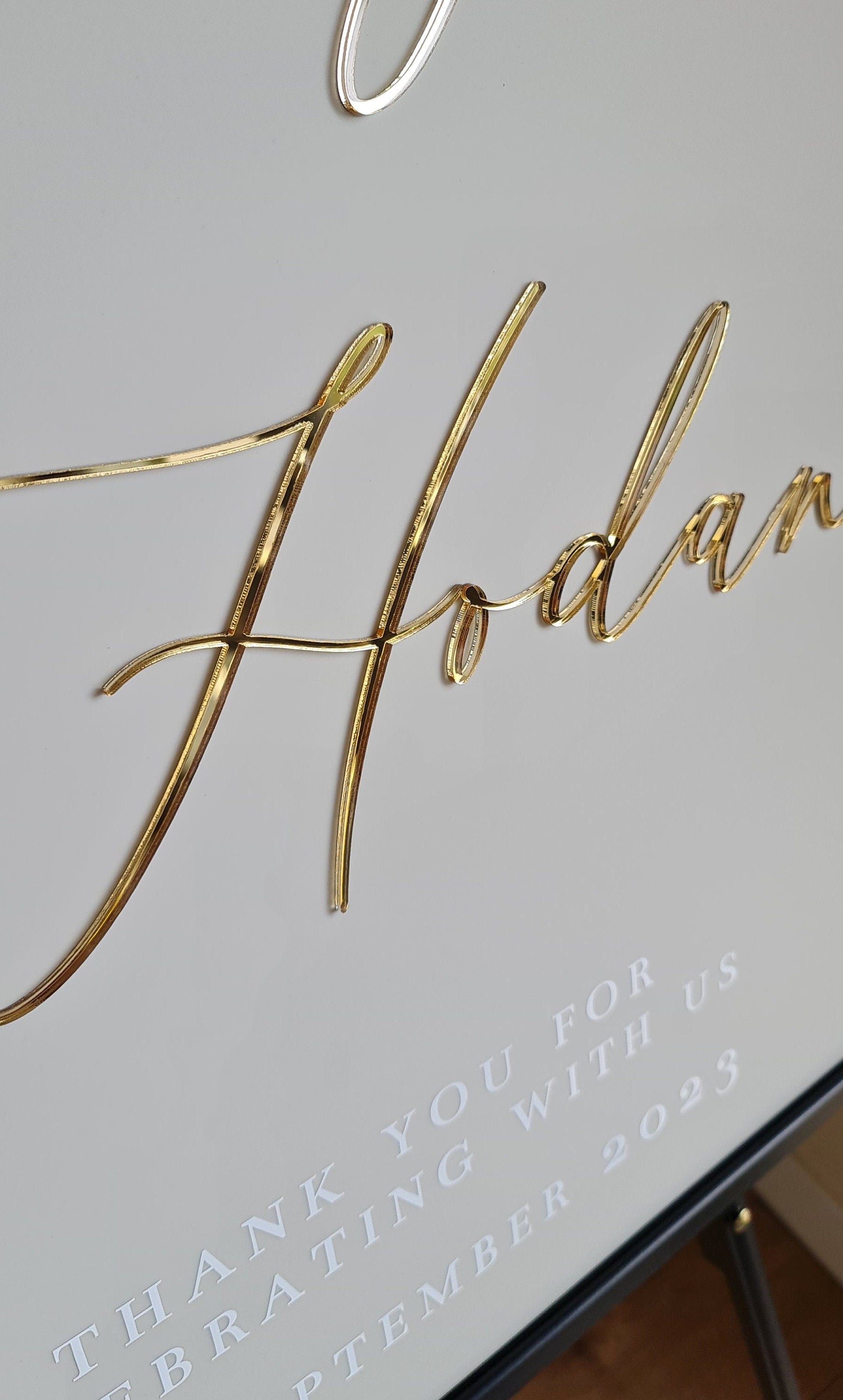 Wedding Welcome Sign Acrylic, Welcome To Our Wedding Sign, Modern Gold Acrylic, Personalised Wedding Decoration, Entrance Sign, A1 A2 XL