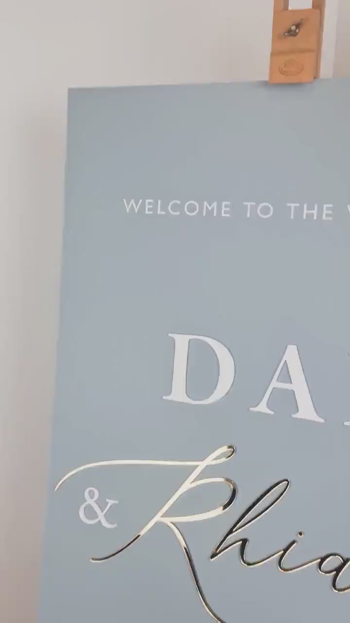 Wedding Welcome Sign Acrylic, Welcome To Our Wedding Sign, Modern Gold Acrylic, Personalised Wedding Decoration, Entrance Sign, A1 A2 XL