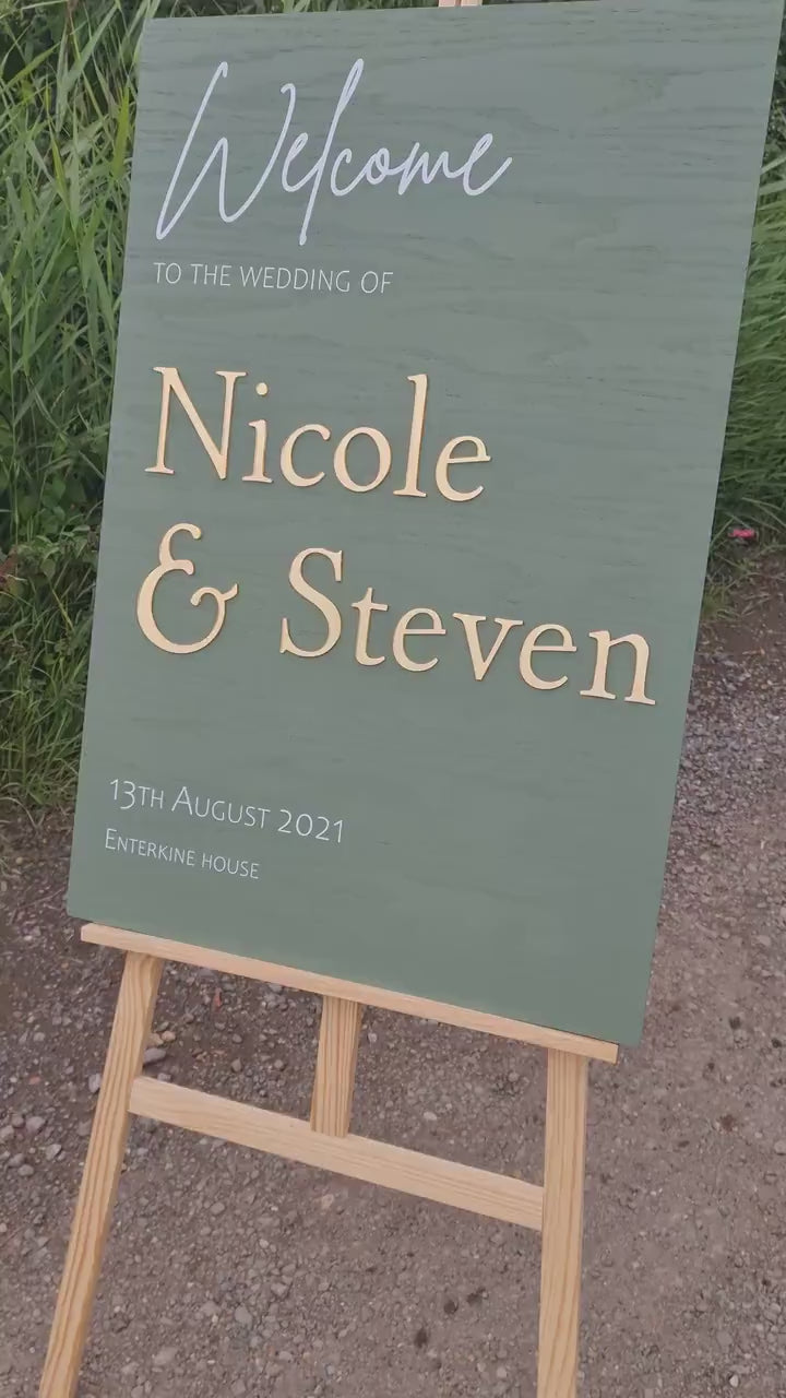 Wedding Welcome Sign Acrylic, Welcome To Our Wedding Sign, Modern Gold Acrylic, Personalised Wedding Decoration, Entrance Sign, A1 A2 XL