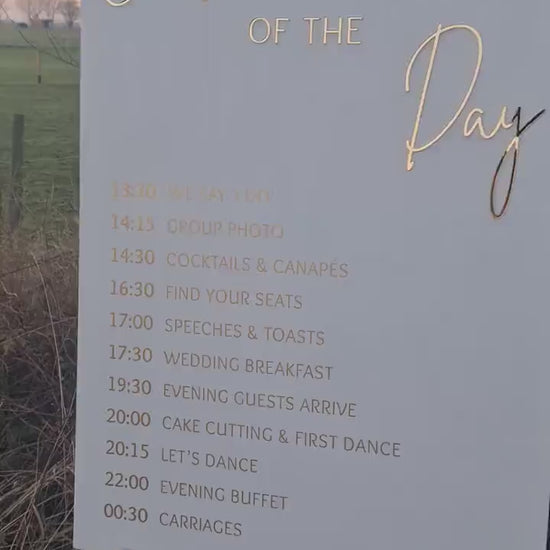 Order of the Day Wedding Sign, Wedding Timeline Sign, Wedding Signage, Acrylic Order of Events Sign, Wedding Order Of Service