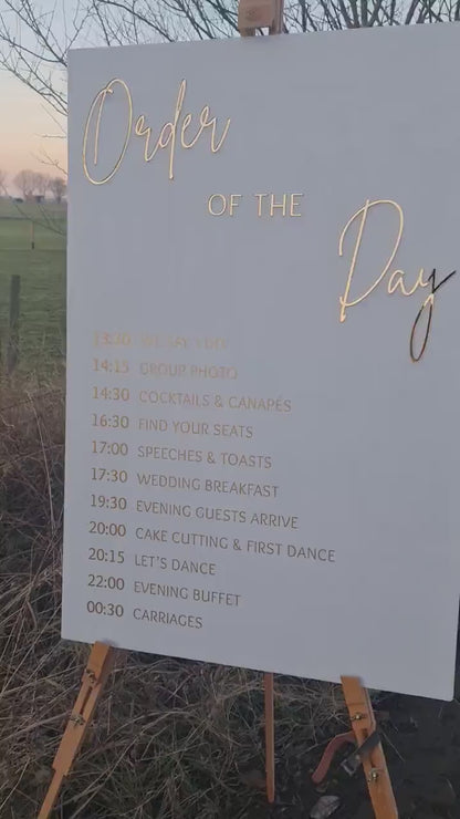Order of the Day Wedding Sign, Wedding Timeline Sign, Wedding Signage, Acrylic Order of Events Sign, Wedding Order Of Service