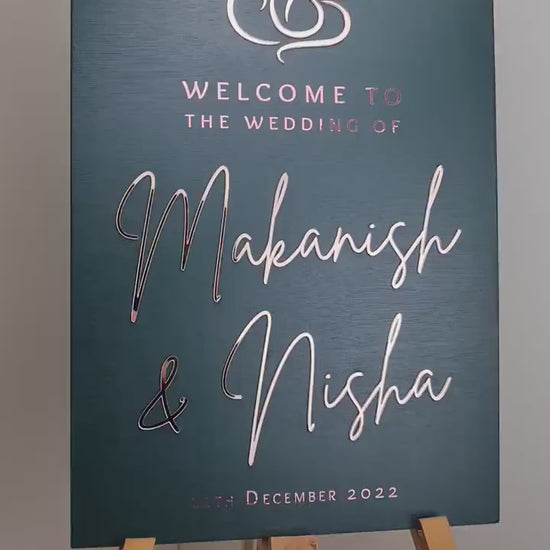 Wedding Welcome Sign Acrylic, Hindu Wedding, Ganesha, Welcome To Our Wedding, Modern Gold Acrylic, Personalised Wedding Decoration, A1 A2 XL
