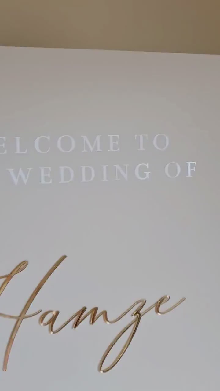 Wedding Welcome Sign Acrylic, Welcome To Our Wedding Sign, Modern Gold Acrylic, Personalised Wedding Decoration, Entrance Sign, A1 A2 XL