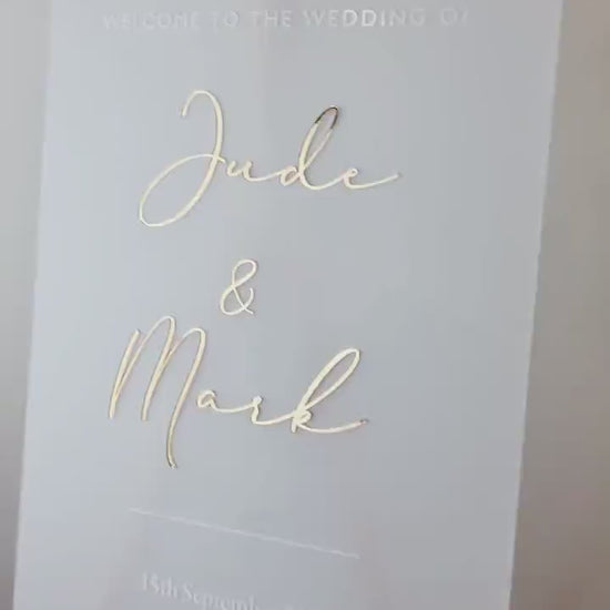 Wedding Welcome Sign Acrylic, Welcome To Our Wedding Sign, Modern Gold Acrylic, Personalised Wedding Decoration, Entrance Sign, A1 A2 XL