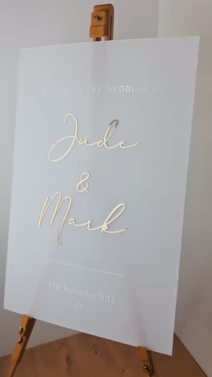 Wedding Welcome Sign Acrylic, Welcome To Our Wedding Sign, Modern Gold Acrylic, Personalised Wedding Decoration, Entrance Sign, A1 A2 XL