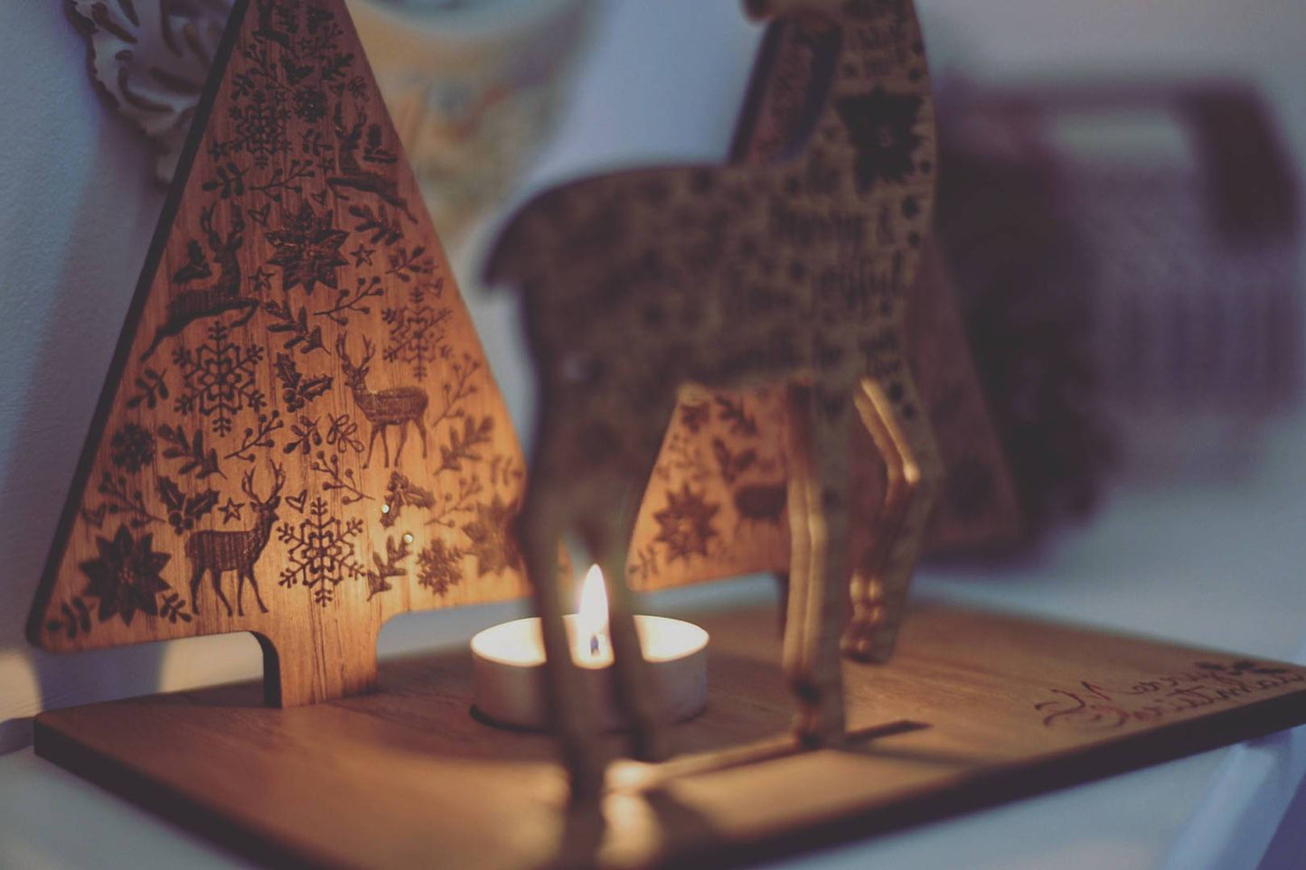 Reindeer & Christmas Tree Candle Holder