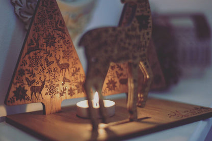 Reindeer & Christmas Tree Candle Holder