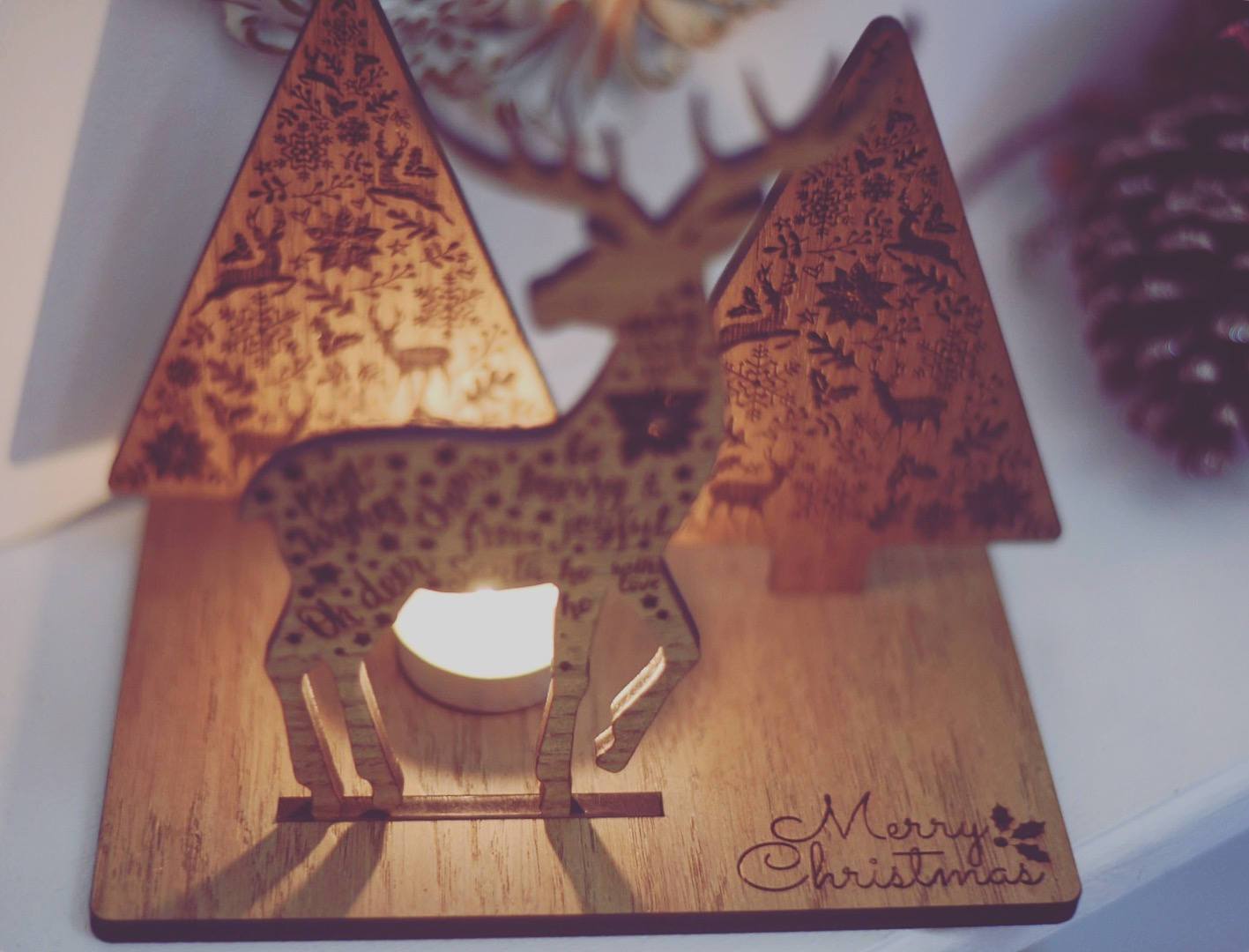 Reindeer & Christmas Tree Candle Holder