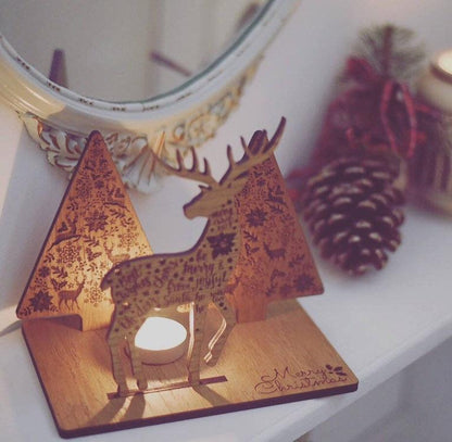Reindeer & Christmas Tree Candle Holder
