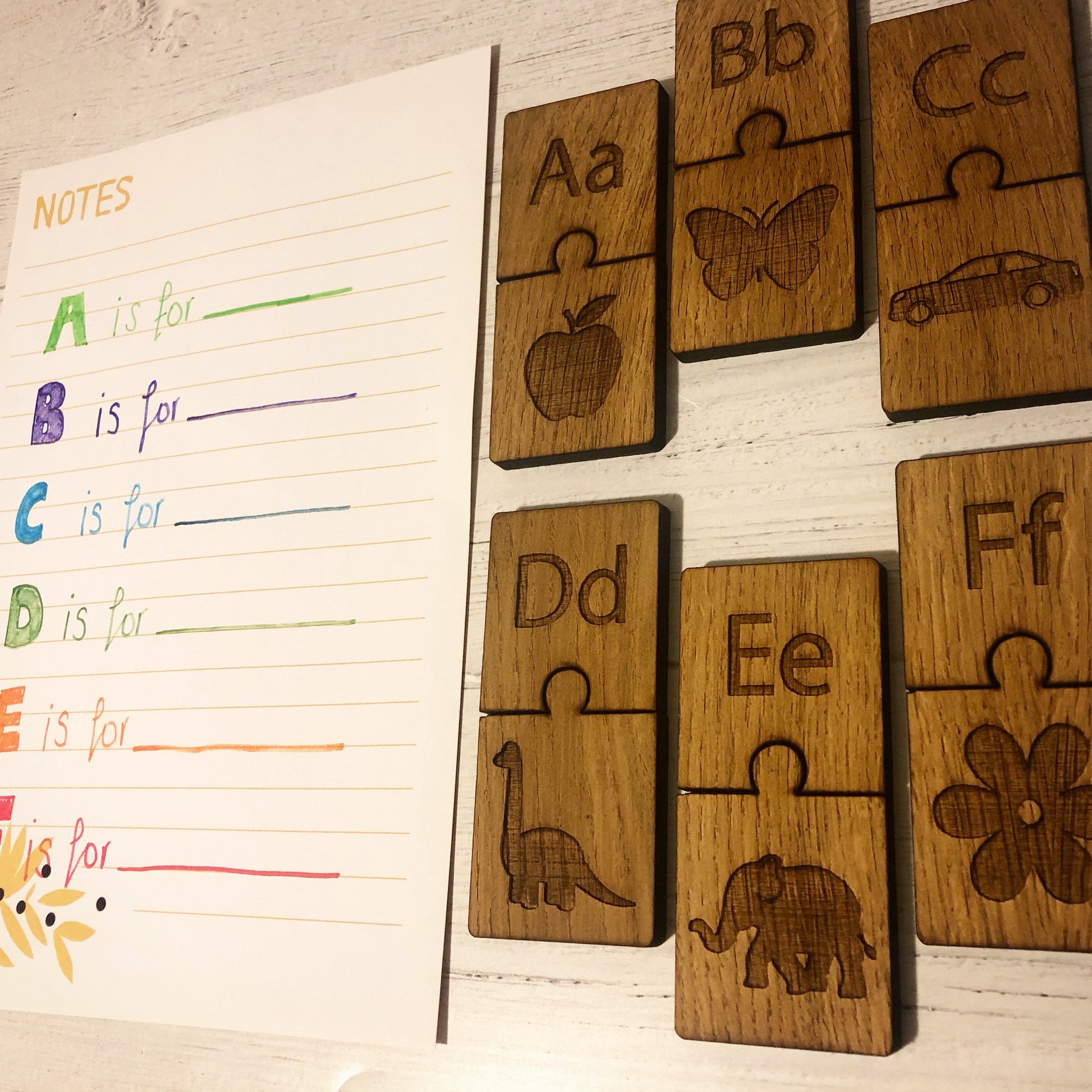 Wooden Alphabet Puzzle Pieces | Match Letters & Pictures | Educational Toy | Fun Learning | Homeschooling Fun Toy | Letter Recognition