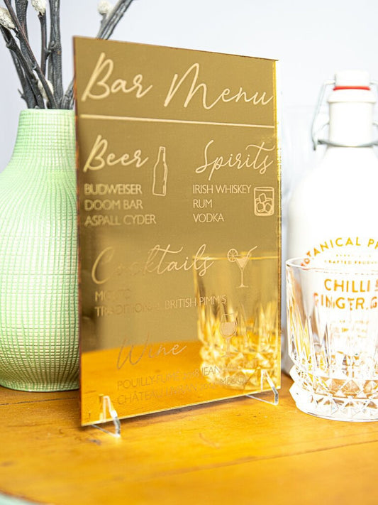 Personalised Wedding Bar Menu | Wedding Bar Sign | Wedding Drinks Menu | Cocktail Menu | Bar Signage | Wine Menu | Beer Sign | Wedding Decor