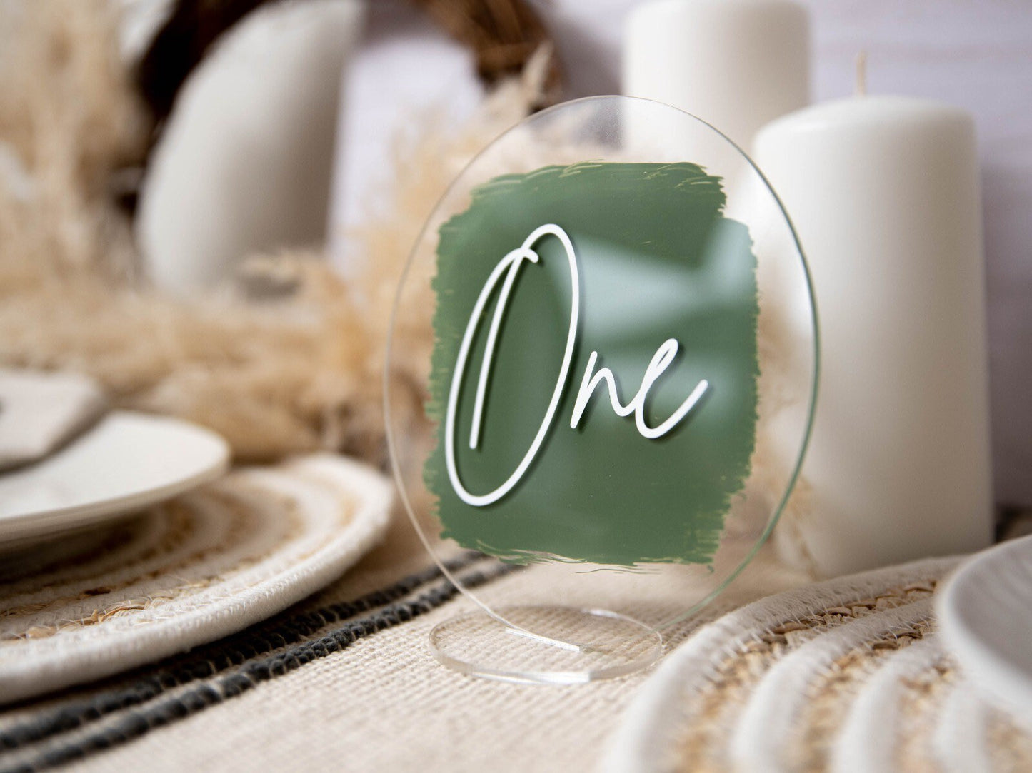 Circular Acrylic Table Number Signs | Wedding Decor | Table Centre Piece | Circle Shape | Modern Wedding | Table Number With Stand | Painted