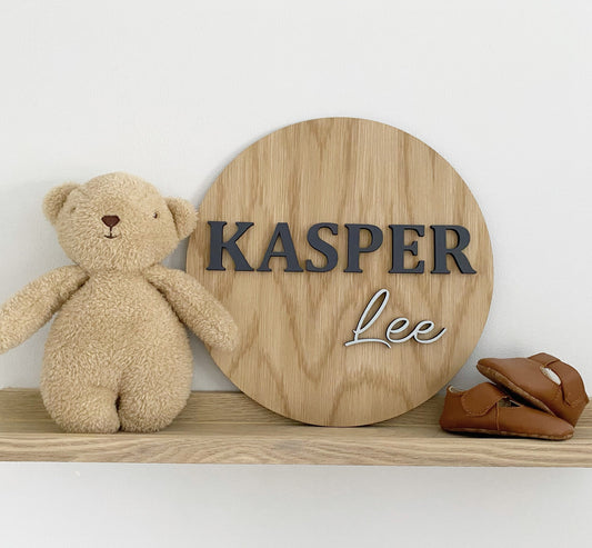 Personalised Wooden Name Plaque | Gender Neutral Gift | Newborn Baby Gift | Nursery Decor | Childrens Bedroom Door Sign | Woodland Theme |