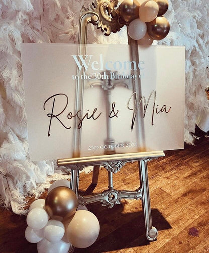 Frosted Welcome Sign | Landscape Style | Wedding Entrance | Birthday Welcome | Baby Shower Decor | Neutral Tones | Frosted Acrylic And Gold