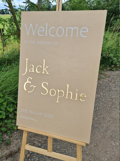 Wedding Welcome Sign Acrylic, Welcome To Our Wedding Sign, Modern Gold Acrylic, Personalised Wedding Decoration, Entrance Sign, A1 A2 XL