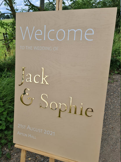 Wedding Welcome Sign Acrylic, Welcome To Our Wedding Sign, Modern Gold Acrylic, Personalised Wedding Decoration, Entrance Sign, A1 A2 XL